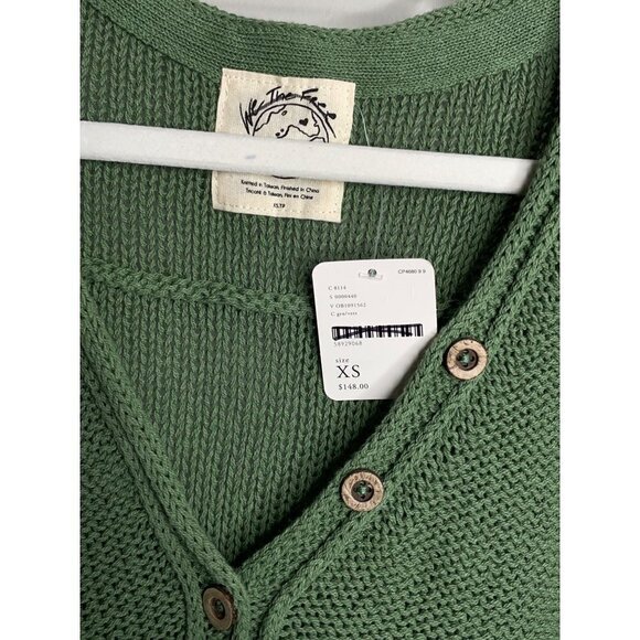 Free People Green Firefly Tunic Slouchy Sweater Top Size XS NWT $148 - Picture 4 of 7